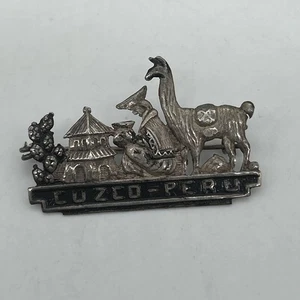 Vintage Peruvian 925 Sterling Silver Cuzco Brooch Pin Llama Folklore Stamped - Bild 1 von 14