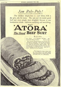 Original 1933 Advert for Hugon's 'ATORA' Beef Suet Vintage Art Deco Era Print Ad - Foto 1 di 1