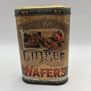 Vintage Collectible Tin Homemade Ginger Wafers Famous Biscuit Co By Adhere - Picture 1 of 4