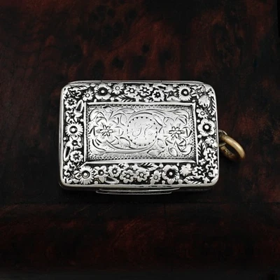 Antiguo colgante georgiano de vinagreta de plata de ley, John Bettridge, Birmingham Foto 1 de 4