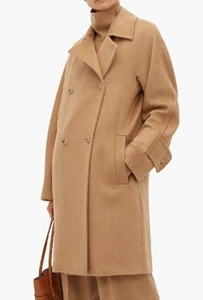 Max Mara Mainline "Baleari" Double Breasted Camel Wool Coat UK4 IT36 US2 NEW - Picture 1 of 12