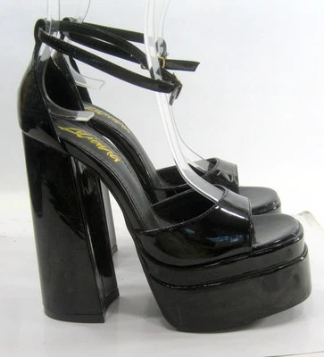 LILIANA NEGRO 6"Bloque Blanco Tacón 2" Plataforma Correa al Tobillo Zapatos MUJERES Talla 7.5 Foto 1 de 4