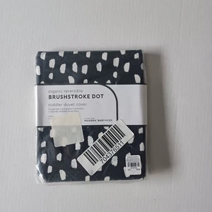 Pottery Barn Kids Organic Reversible Brushstroke Dot Toddler Duvet Cover NWT - Picture 1 of 3