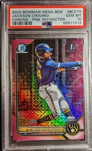 2022 Bowman Chrome Jackson Chourio PINK Mega Box Refractor /199 *PSA 10 GEM MT - Picture 1 of 1