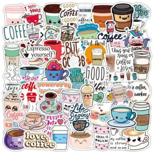 50 Piezas Pegatinas de Vinilo Impermeable Café Leche Té Espresso Cappuccino Calcomanía - Imagen 1 de 14