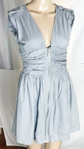 Cutie Women's Dress Size M/L Gray 100% Cotton Zipper Front Cinched Waist - Picture 1 of 8