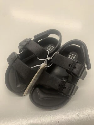 Sandalias Baby Gap Unisex Negras Talla 5-6 Niño Nuevas Con Etiquetas Correa Ajustable Foto 1 de 4