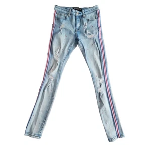 Pantalones de mezclilla Trinity Kays para hombre talla 28 (28x32) rayas Kulture pintura azul envejecido - Imagen 1 de 22