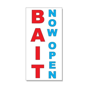 Bait Now Open rot blau AUFKLEBER AUFKLEBER Ladenschild - Bild 1 von 1