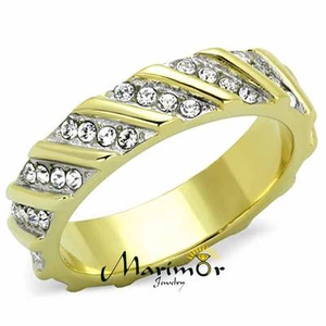 Women's Round Cut Two tone AAA CZ Eternity Anniversary Wedding Ring Band Sz 5-10 - Picture 1 of 7