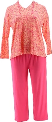 Conjunto de salón pantalón con capucha Comfort Code Jersey MELÓN PAISLEY FLORAL XL NUEVO SIN ETIQUETAS (740) Foto 1 de 4