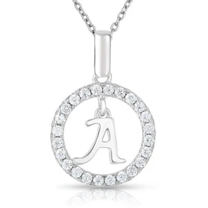 "Collar colgante de plata esterlina 925 con letras iniciales alfabeto 16"" 18" - Imagen 1 de 33