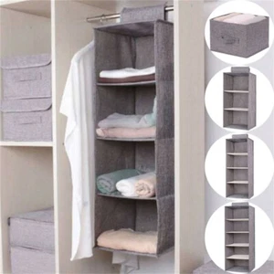 5 Gril Hanging Shelf Closet Organizer Cloth Storage Wardrobe Rack Hanger Shelves - Picture 1 of 9