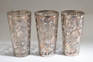 3 Vintage Mexico Hallmark Sterling Silver Glasses - 5" Tall - Picture 1 of 5