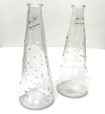 Jarrones botella IKEA Emma Dafnas vidrio transparente Hobnail 7,5" Dot Bud - Par Foto 1 de 4