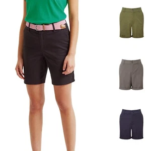 Womens Chino Shorts Ladies Plain Cotton Stretch Summer Holiday Casual Pants - Picture 1 of 14