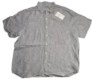 Tommy Bahama Linen Shirt Mens 2XL Gray Relax Camp Cabana Short Sleeve - Picture 1 of 8