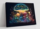 RAINBOW GLOWING MUSHROOMS FOREST HOME DECOR CANVAS WALL ARTWORK PICTURE PRINT