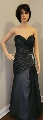 Vestido de Noche Impression Nupcial La Perle Negro Acanalado Madre de la Novia Talla 12 Foto 1 de 4