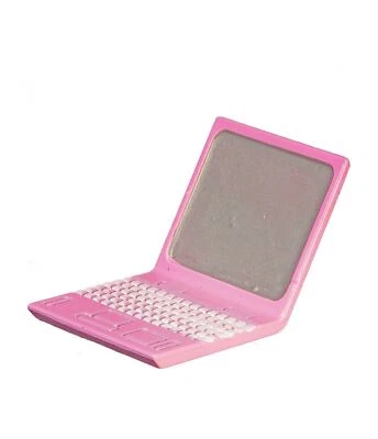 Bambole Casa Rosa Metallo Laptop Computer Miniatura Moderno Accessorio 1:12 - Immagine 1 di 4