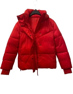 BCBG BCBGeneration gefütterte Steppjacke Mantel Damen klein rot mit Kapuze neu mit Etikett - Bild 1 von 11