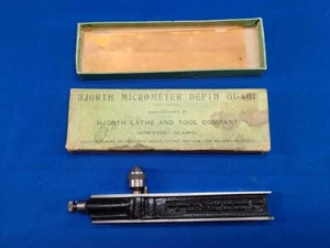 Vintage Hjorth No. Medidor de profundidad de 2 micrómetros en caja con instrucciones Boston EE. UU. - Imagen 1 de 7