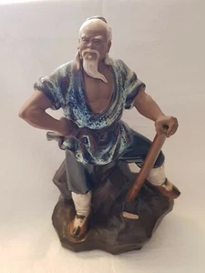 Vintage Chinese Shiwan Mudmen Figurine Lumberjack with Axe 9.5" - Picture 1 of 11
