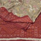 Sanskryt Vintage Blado kremowe sari mech krepa kwiatowy nadruk tkanina rzemieślnicza Sari