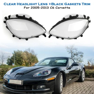 Kit de reemplazo de lente de faro transparente y juntas negras para Corvette C6 2005-13 - Imagen 1 de 12