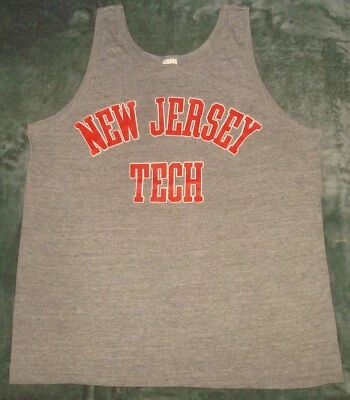 VTG 80s NEW JERSEY TECH TANK TOP XL RUNNING MUSCLE INSTITUTE NEWARK SCHOOL RAYON - Image 1 of 4
