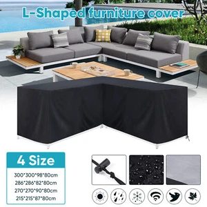 L-Shaped Furniture Cover Heavy Duty Waterproof Outdoor Garden Rattan Sofa Table - Picture 1 of 15