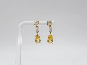 NEW $6000 4.25ct Natural Yellow Sapphire VS G Diamond 18k Gold Dangle Earrings - Picture 1 of 5