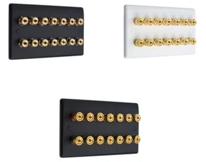 Audio Speaker AV 7.0 Wall Face Plate 14 Terminal Binding Posts for Banana Plugs - Picture 1 of 19