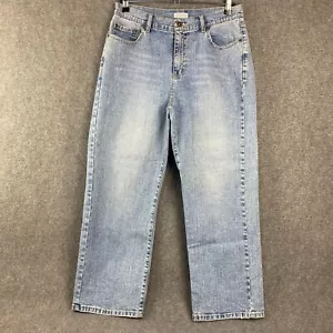 Capture Size 12 Womens Blue Distressed Denim Jeans Straight Leg Stone Wash Comfy - Foto 1 di 19