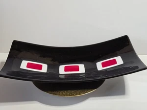Große Design-Glasschale schwarz rot weiß Fusingglas Rechteckform 49 × 24 cm - Bild 1 von 5