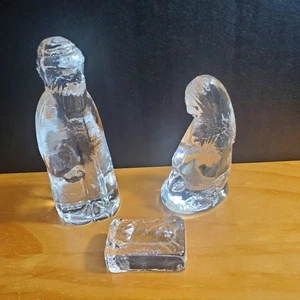 Lindshammar of Sweden Full Crystal Nativity 3-pc. Set Jesus Mary Joseph  - Picture 1 of 15