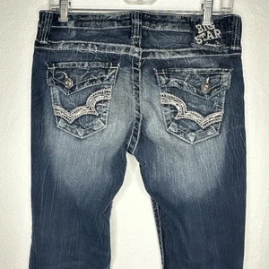 BIG STAR Jeans Womens Size 28 R Maddie Boot Mid Rise Thick Stitch Dark Wash - Picture 1 of 21