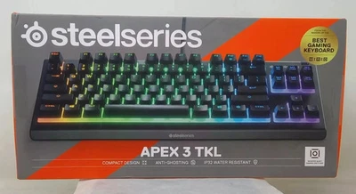 SteelSeries Apex 3 TKL RGB Gaming Keyboard, Water Resistant, Tenkeyless, Black - Image 1 of 3