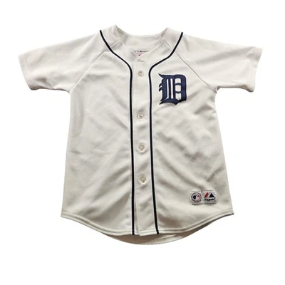Detroit Tigers Jersey Youth Medium White Navy MLB Baseball Ivan Rodriguez 7 - Image 1 of 4