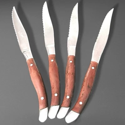 Cuchillos para carne Cuchillo England Virgule Juego de 4 cubiertos con asas marrones de acero inoxidable Foto 1 de 3