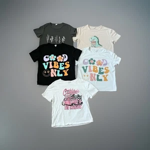 Girls Shein Bundle Lot Of 5 Graphic Assorted Shirts Size 9 Y - Picture 1 of 12