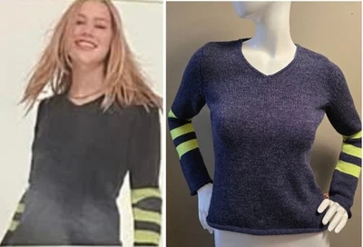 Suéter Bulldog Cuello en V Catálogo Delia Años 90 M Azul Marino  Foto 1 de 4