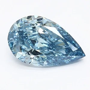 Pear 1.12ct Fancy Vivid Blue VS1 CVD IGI-Certified loose lab grown diamond - Picture 1 of 3