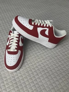 Nike Air Force 1 Custom Two Tone White Red Shoes Size US 8.5 - Picture 1 of 14