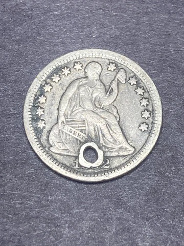 1852? O Seated Liberty Half Dime, READ DESCRIPTION Semi Key Date Holed, Offer Me Cover