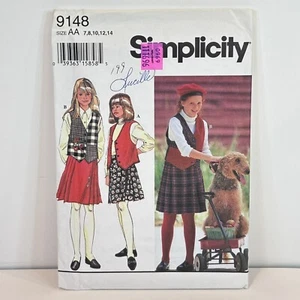Simplicity 9148 Sewing Pattern Girls Skirt and Vest Sz 7-14 Vintage Chubbies - Picture 1 of 3