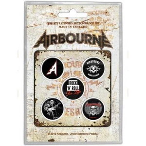 AIRBOURNE BONESHAKER 5 BUTTON BADGE PACK OFFICIALLY LICENSED ITEM - Imagen 1 de 6