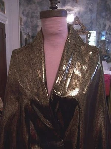 4yds BRASH CHIC GOLD FOIL ON STRETCH SATEEN ITALIAN DESIGNER SUIT WEIGHT FABRIC - Picture 1 of 8