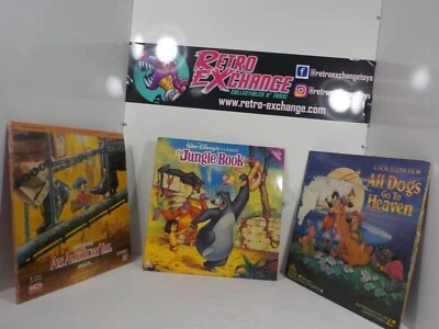A822 Laserdisc Animated Movie Lot An American Tail, Jungle Book & All Dogs go To Foto 1 de 4