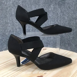 NEW LifeStride Heels Womens 7 M Kelli Slip On Pointed Dress Pumps Black Fabric - Picture 1 of 14